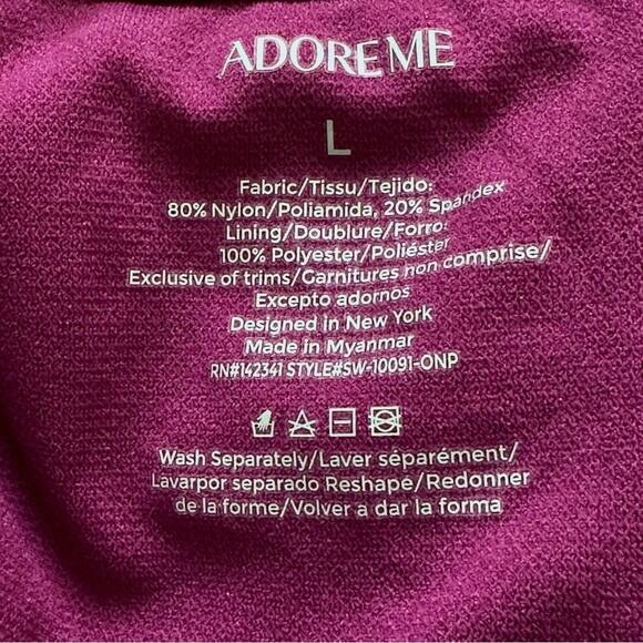 Adore Me Swimsuit One Piece Monroe Contour Purple Halter V-Neck Ruched Large NEW - Picture 2 of 9